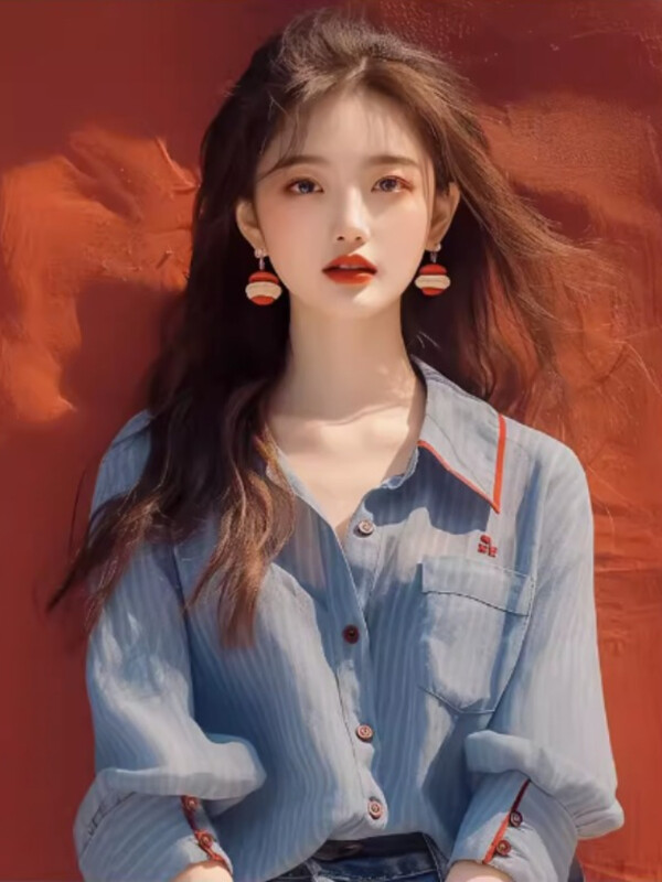 Šifona vintage sieviešu krekls, vasaras jaunums, 2024. gada svītru korejiešu apģērbu izpārdošana.