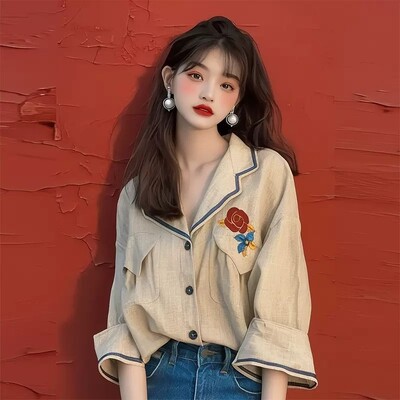 Vintage ženska košulja od šifona proljeće/ljeto Novi ispisi Korejska rasprodaja odjeće Široke majice dugih rukava Modne ženske bluze