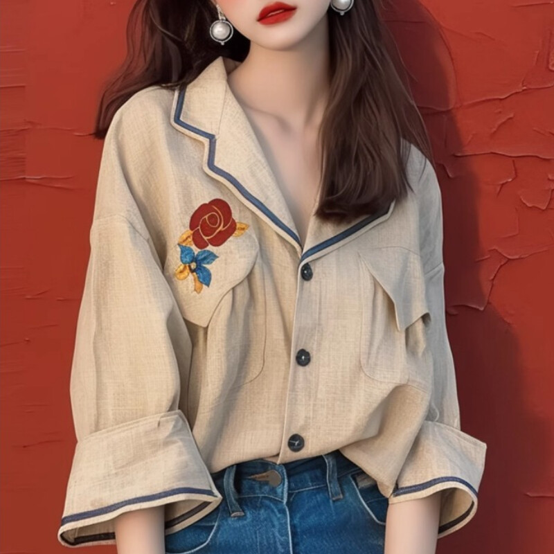 Vintage ženska košulja od šifona proljeće/ljeto Novi ispisi Korejska rasprodaja odjeće Široke majice dugih rukava Modne ženske bluze