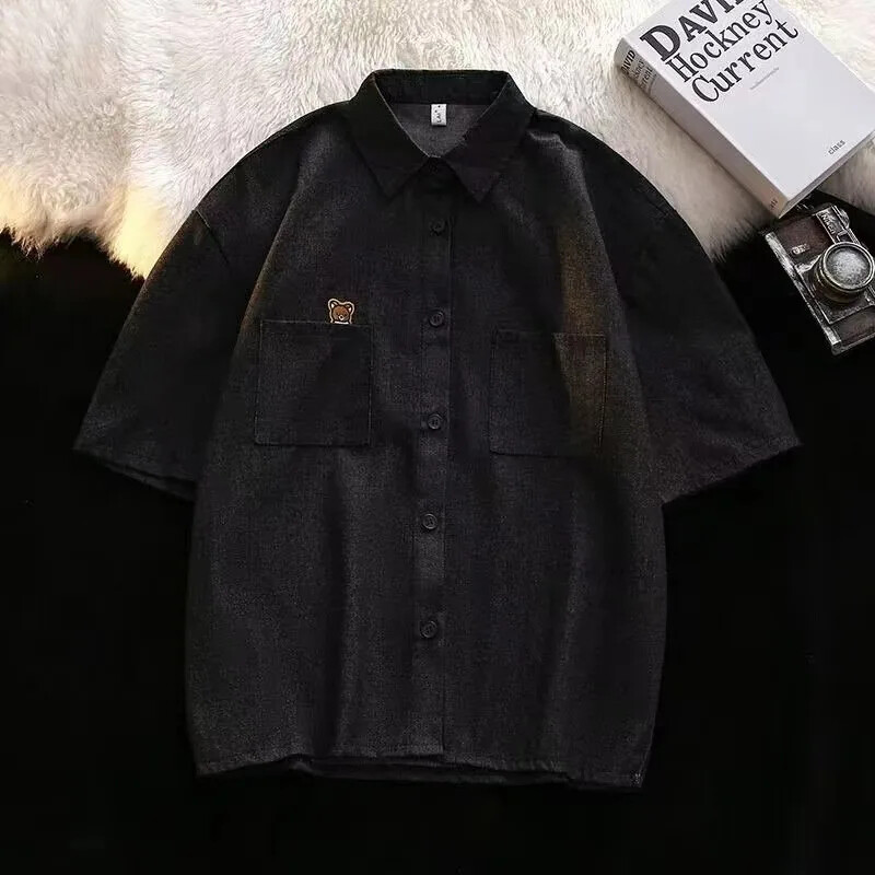 „Nicheins“ vasariniai plius dydžiai trumpomis rankovėmis džinsiniai marškinėliai, laisvalaikio laisvi madingi Honkongo stiliaus, paprasto dizaino viršutiniai drabužiai vyrams ir moterims