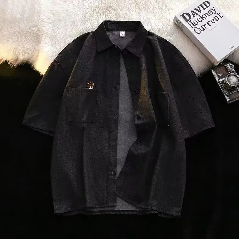 „Nicheins“ vasariniai plius dydžiai trumpomis rankovėmis džinsiniai marškinėliai, laisvalaikio laisvi madingi Honkongo stiliaus, paprasto dizaino viršutiniai drabužiai vyrams ir moterims