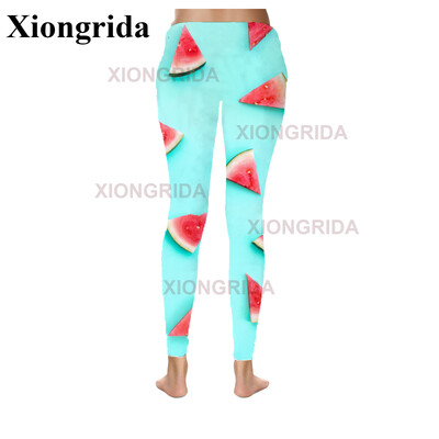 Naujovė arbūzų spausdinimo antblauzdžiai, moteriškos 3D spausdinimo kelnės, moteriškos elastingos plonos sportinės pėdkelnės Fitness Bottom Femme S-4XL