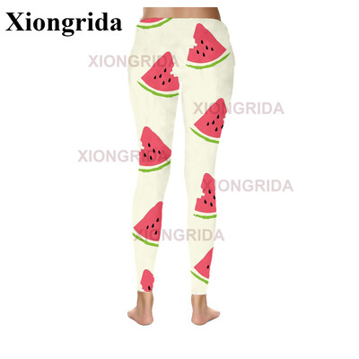 Naujovė arbūzų spausdinimo antblauzdžiai, moteriškos 3D spausdinimo kelnės, moteriškos elastingos plonos sportinės pėdkelnės Fitness Bottom Femme S-4XL