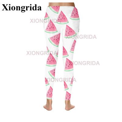 Naujovė arbūzų spausdinimo antblauzdžiai, moteriškos 3D spausdinimo kelnės, moteriškos elastingos plonos sportinės pėdkelnės Fitness Bottom Femme S-4XL