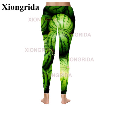 Naujovė arbūzų spausdinimo antblauzdžiai, moteriškos 3D spausdinimo kelnės, moteriškos elastingos plonos sportinės pėdkelnės Fitness Bottom Femme S-4XL