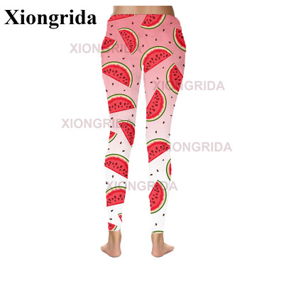 Naujovė arbūzų spausdinimo antblauzdžiai, moteriškos 3D spausdinimo kelnės, moteriškos elastingos plonos sportinės pėdkelnės Fitness Bottom Femme S-4XL