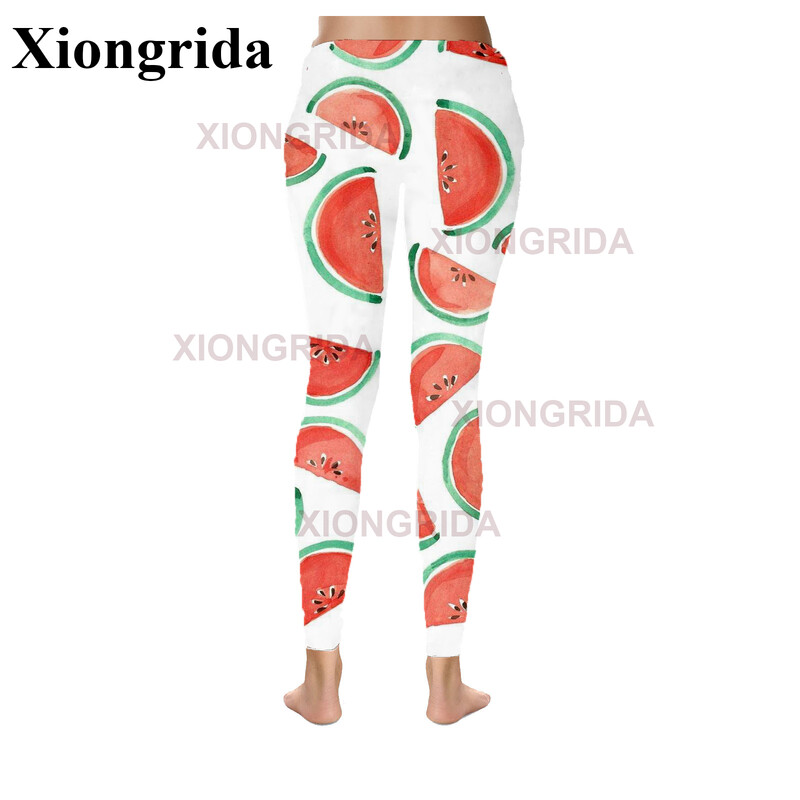 Naujovė arbūzų spausdinimo antblauzdžiai, moteriškos 3D spausdinimo kelnės, moteriškos elastingos plonos sportinės pėdkelnės Fitness Bottom Femme S-4XL
