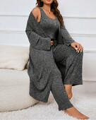 Urban Style 2024 sügise ja talve naiste pükste komplekt ühevärvilised riided Uus ese Harjatud pitstriip Kodu Kolmeosaline komplekt