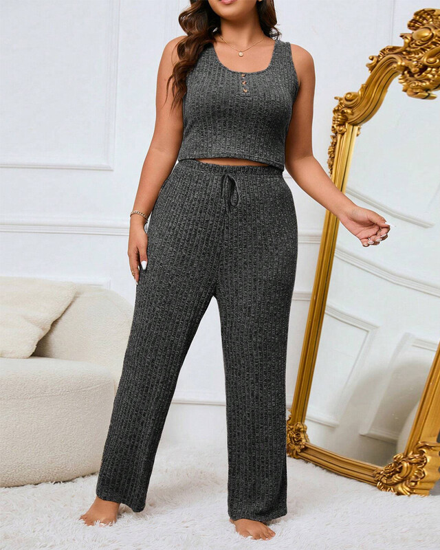 Urban Style 2024 sügise ja talve naiste pükste komplekt ühevärvilised riided Uus ese Harjatud pitstriip Kodu Kolmeosaline komplekt