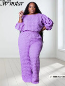 „Wmstar“ plius dydžio dviejų dalių rinkiniai, moteriški rudens drabužiai, masyvios kelnės ilgomis rankovėmis ir plačios kelnės, nauji didmeninė prekyba „Dropshopping“