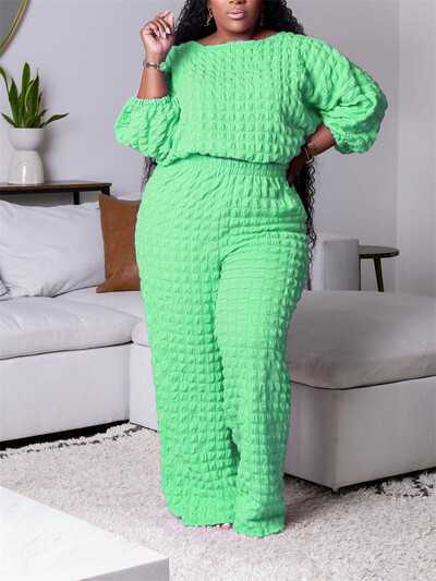 „Wmstar“ plius dydžio dviejų dalių rinkiniai, moteriški rudens drabužiai, masyvios kelnės ilgomis rankovėmis ir plačios kelnės, nauji didmeninė prekyba „Dropshopping“