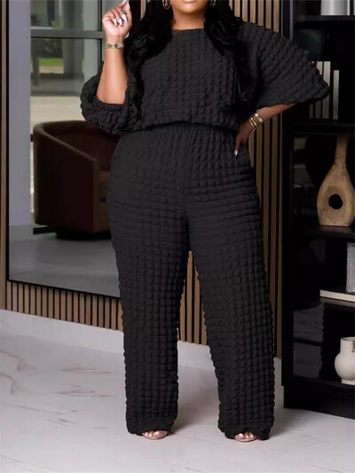 „Wmstar“ plius dydžio dviejų dalių rinkiniai, moteriški rudens drabužiai, masyvios kelnės ilgomis rankovėmis ir plačios kelnės, nauji didmeninė prekyba „Dropshopping“