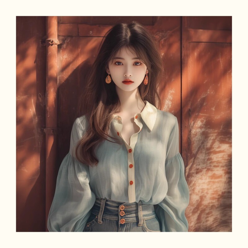 Šifoniniai vintažiniai moteriški marškiniai Vasaros naujiena, 2024 m. solidžių korėjietiškų drabužių išpardavimas Laisvos viršūnės ilgomis rankovėmis Elegantiškos moteriškos palaidinės