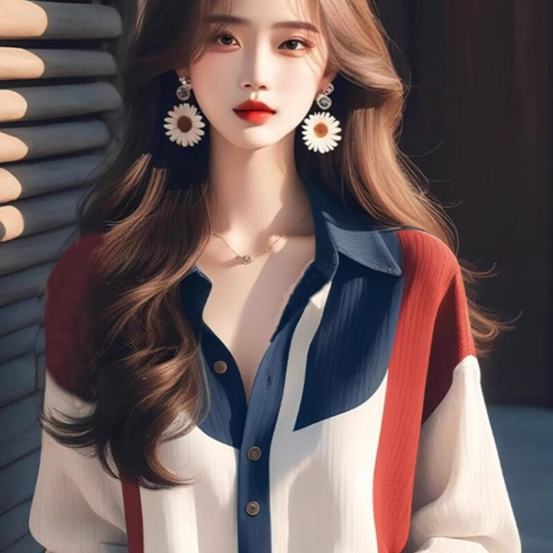 Šifona vintage sieviešu krekli Pavasaris/vasara Jauni Patchwork Sieviešu krekli Brīvi Garām Piedurknēm Topi Modes Korejas apģērbu Izpārdošana