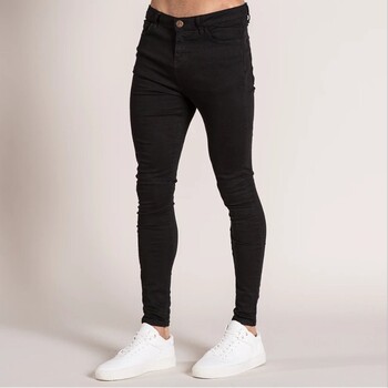 Ελαστική μέση Skinny τζιν ανδρικό μαύρο casual streetwear Jogger παντελόνι Ανδρικό τζιν High Street Slim Fit Man Fashion Τζιν παντελόνι