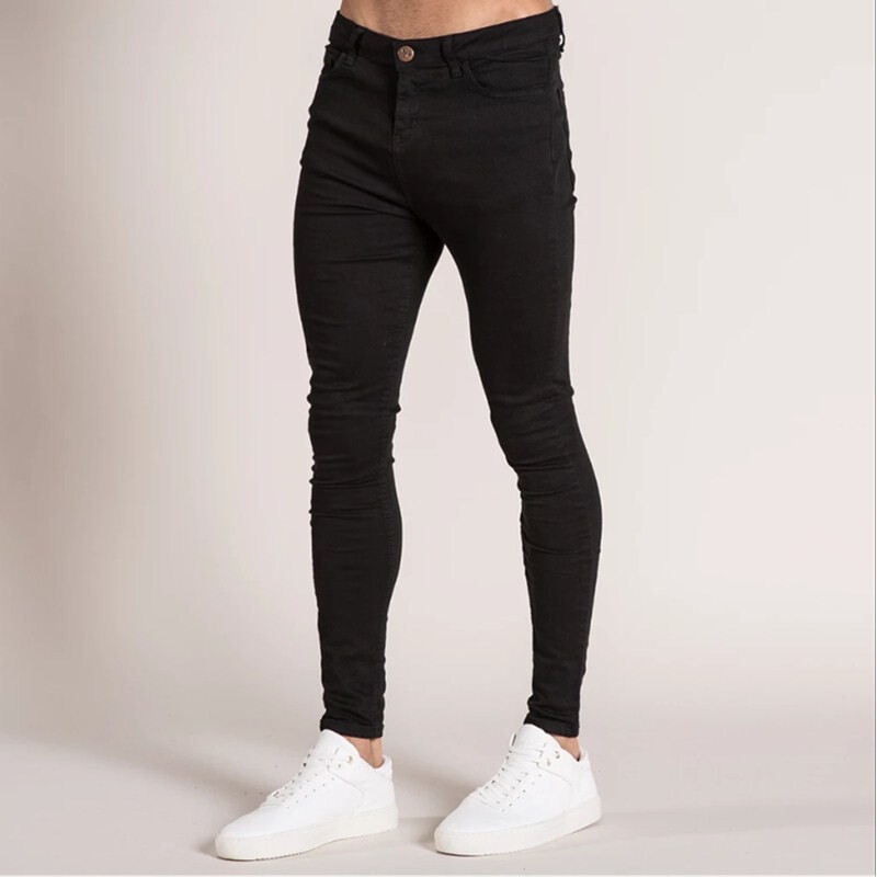 Elastingas juosmuo Skinny džinsai Vyriški juodi laisvalaikio gatvės apranga bėgimo kelnės Vyriški džinsai High Street Slim Fit Vyriškos mados džinsinės kelnės