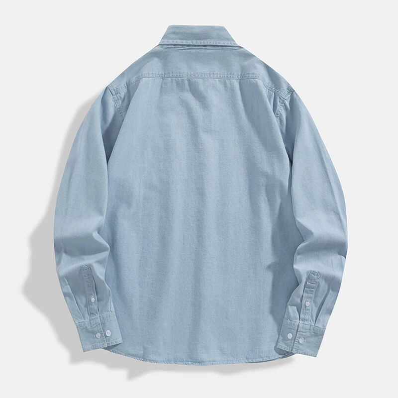 100% kokvilnas vīriešu džinsa krekls Modes krekls ar garām piedurknēm japāņu ērtas kabatas kovboju brīvs ikdienas ielas apģērbs