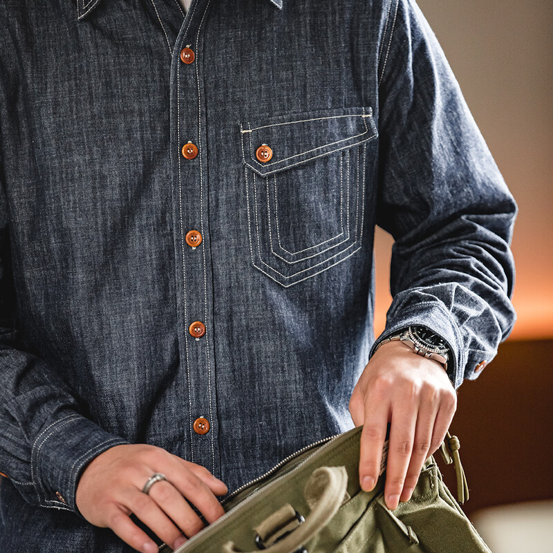 Maden Men Vintažiniai ilgomis rankovėmis Vakarų kaubojų džinsiniai marškiniai Viršutiniai drabužiai Tough Guy marškinėliai Vyriški medvilniniai laisvalaikio marškiniai XXL XXXL