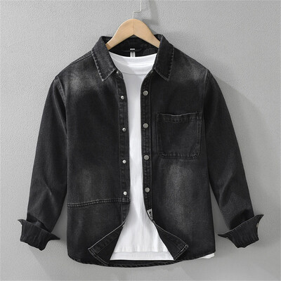 Rudens vīriešu apģērbu mode Džinsu krekli kokvilnas apģērbi Pavasara ar garām piedurknēm vīriešu Ikdienas kreklu topi vīriešu virskrekls 7372#