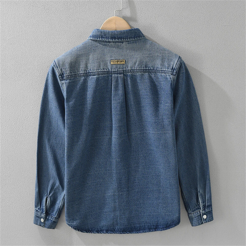Rudens vīriešu apģērbu mode Džinsu krekli kokvilnas apģērbi Pavasara ar garām piedurknēm vīriešu Ikdienas kreklu topi vīriešu virskrekls 7372#