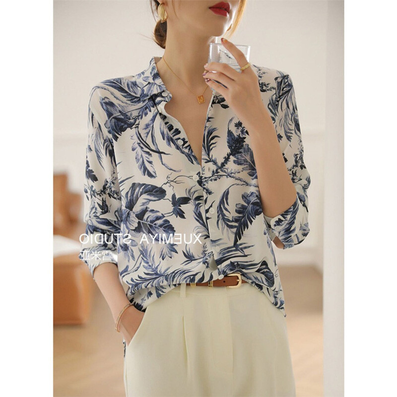 Moteriški rūbai Pavasaris Vasara Korėjietiška mada marginama palaidine Moteriška Madinga laisva apykaklė ilgomis rankovėmis