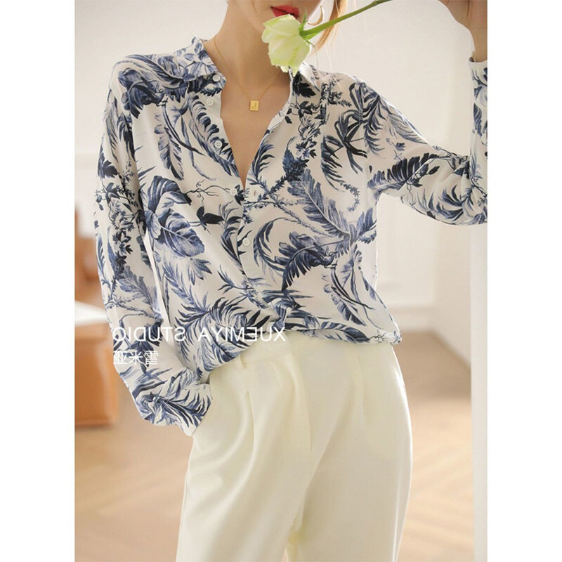 Moteriški rūbai Pavasaris Vasara Korėjietiška mada marginama palaidine Moteriška Madinga laisva apykaklė ilgomis rankovėmis