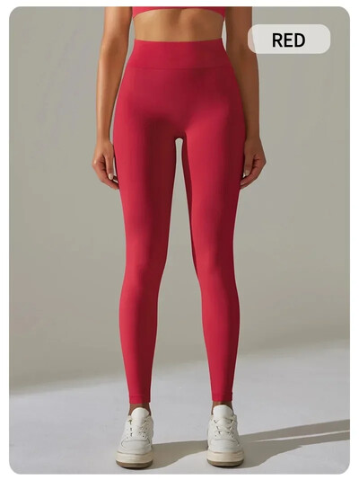 Moteriškos kvėpuojančios jogos kelnės su aukštu juosmeniu ir klubų pakėlimu, persiko formos aptemptos bėgimo ir kūno rengybos kelnės