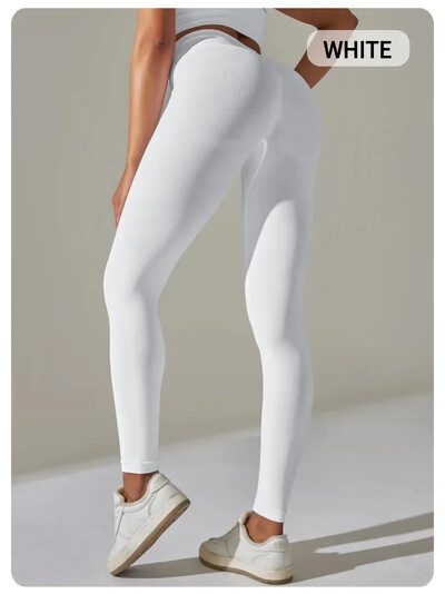 Moteriškos kvėpuojančios jogos kelnės su aukštu juosmeniu ir klubų pakėlimu, persiko formos aptemptos bėgimo ir kūno rengybos kelnės