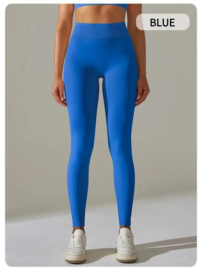 Moteriškos kvėpuojančios jogos kelnės su aukštu juosmeniu ir klubų pakėlimu, persiko formos aptemptos bėgimo ir kūno rengybos kelnės