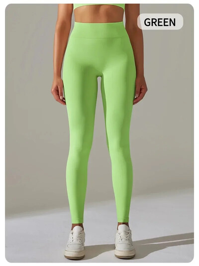 Moteriškos kvėpuojančios jogos kelnės su aukštu juosmeniu ir klubų pakėlimu, persiko formos aptemptos bėgimo ir kūno rengybos kelnės