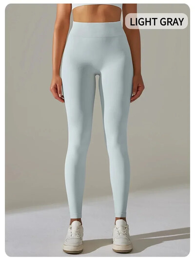 Moteriškos kvėpuojančios jogos kelnės su aukštu juosmeniu ir klubų pakėlimu, persiko formos aptemptos bėgimo ir kūno rengybos kelnės