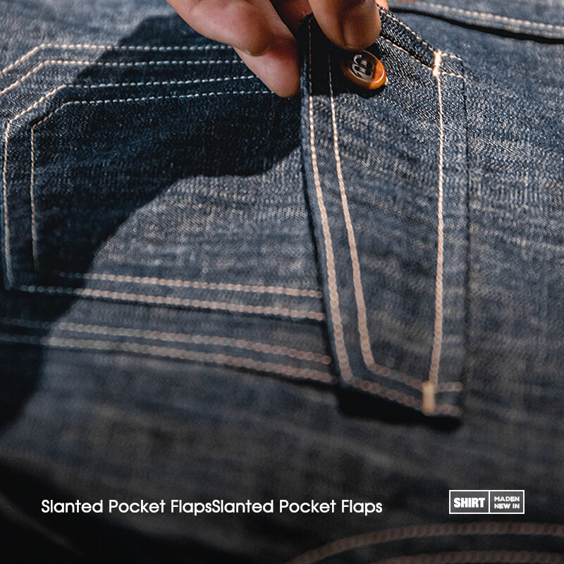 Maden Retro ploni džinsiniai marškiniai ilgomis rankovėmis, vienaeiliai apykaklės dygsnio dizaino medvilnės vyriškos pavasario ir rudens palaidinės