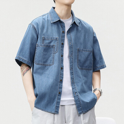 GIOODenim meeste särk, 2025 kevadsuvi uus mitmetaskuline Cargo Denim vabaaja särk