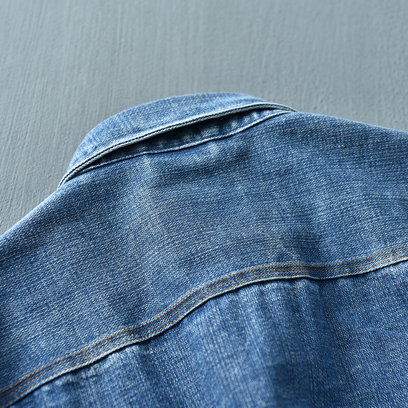 Madingi vyriški madingi vandeniui plauti mėlyni džinsiniai marškiniai seni laisvi retro darbo striukė ilgomis rankovėmis