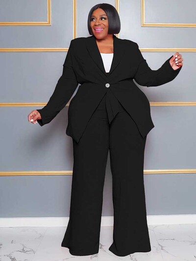 2 dalių komplektai Moteriškos aprangos žieminiai ilgomis rankovėmis seksualūs kelnių kostiumai su moteriškais švarkais, elegantiškas ir elegantiškas moteriškas plius dydis