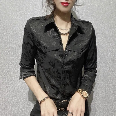 Ploni Style Button Up Moteriški marškiniai ir palaidinė Korėjos Atsiliepimai Moteriški viršutiniai drabužiai Elegantiški Prašmatni Paprasta Pigūs Stilingi gatvės drabužiai M