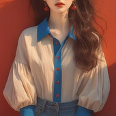 Vintage naiste pluusid Uued kevad/suvised puuvillased linased särgid, Korea riided, pikkade varrukatega naiste topid