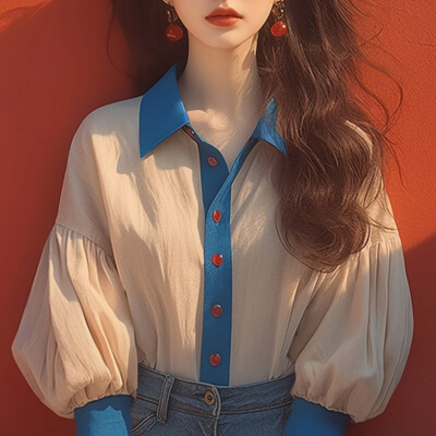 Vintage naiste pluusid Uued kevad/suvised puuvillased linased särgid, Korea riided, pikkade varrukatega naiste topid