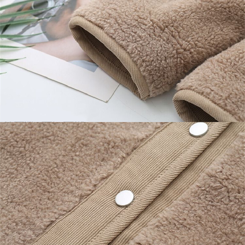 Dvipusis dėvimas ėrienos vilnos liemenė, moteriška rudens žiemos laisva be rankovių velvetinė liemenė Striukė Madinga kišenė Gilet Femme