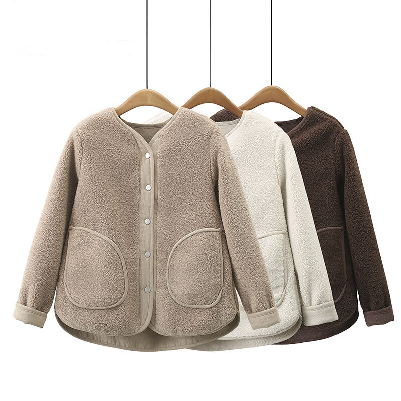 Dvipusis dėvimas ėrienos vilnos liemenė, moteriška rudens žiemos laisva be rankovių velvetinė liemenė Striukė Madinga kišenė Gilet Femme