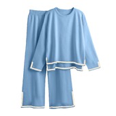 Плетен дамски панталон Комплект от две части Едноцветен зимен свободен трикотаж с дълги ръкави Комплекти кльощави панталони Женски ежедневни костюми