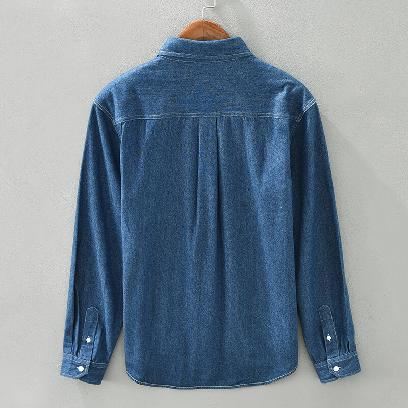 2023. aasta sügis, uued mustad vintage teksasärgid meestele 100% puuvillast vabaaja mugavad pikkade varrukatega topsid Suures suuruses kvaliteetsed riided