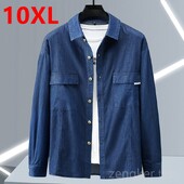 Didelio dydžio džinsiniai medvilniniai marškiniai ilgomis rankovėmis vyras pavasario rudens laisvalaikio tendencija dideli kiemai vyriški drabužiai 10XL 9XL 8XL