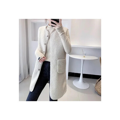 Moteriška rudens žiemos vidutinio ilgio liemenė stilinga avienos vilnos madinga striukė Universalus bohemiško stiliaus moteriškas paltas