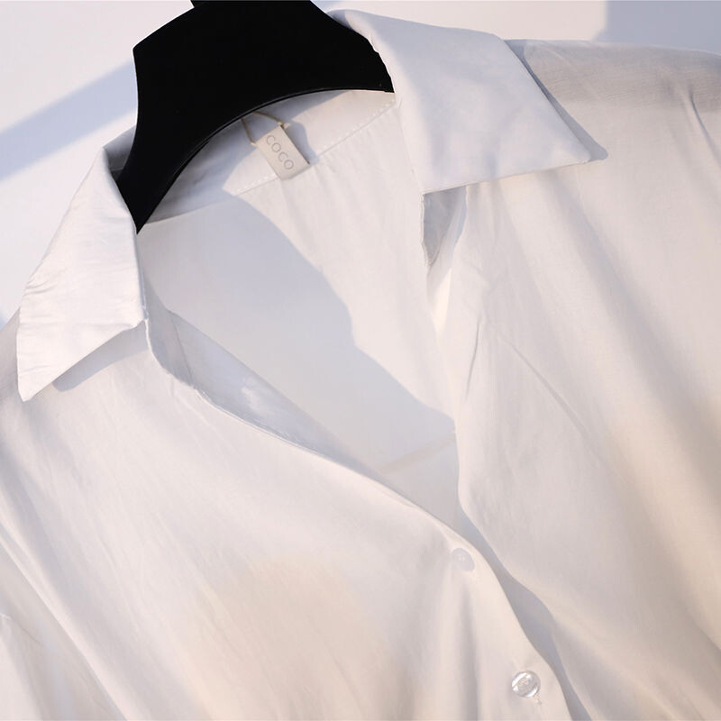 Madingi polo apykaklės vienspalviai suvarstomi marškiniai, skirti moteriškam pavasariui rudeniui, naujo temperamento, paprastas pilvą dengiantis liekninamasis viršus