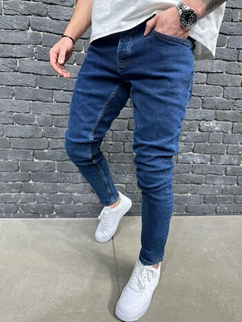 Мъжки дънки Denim Wash Vintage Basics Свободни прави панталони със средна талия Едноцветен панталон Ежедневни джобове с цип Fly с дължина до глезена 2025