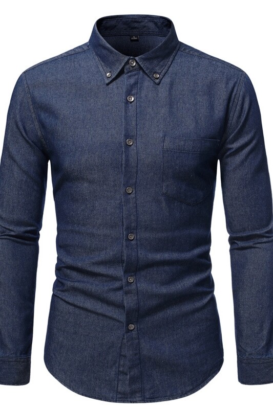 Vyriški džinsiniai marškiniai ilgomis rankovėmis Vyriški laisvalaikio minkštos medvilnės marškiniai Vyriški aukštos kokybės gatvės drabužiai džinsiniai marškiniai Vyriški marškiniai