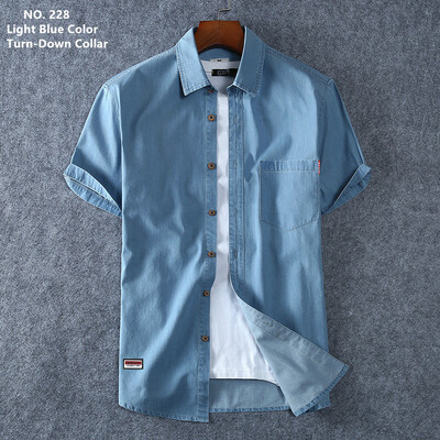Džinsu krekli Vīriešu Kokvilnas Īsām Piedurknēm Vasaras Džinsi PLUS Izmērs 5XL 6XL 7XL Liela Plāna Zēnu brīva blūze 8XL Vīrietis Vīriešu Camisa