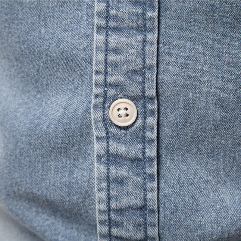 2025 m. Nauji vyriški kokybiški medvilniniai džinsiniai ploni marškinėliai ilgomis rankovėmis kaubojiško stiliaus vyriški pavasariniai laisvalaikio vyriški marškiniai