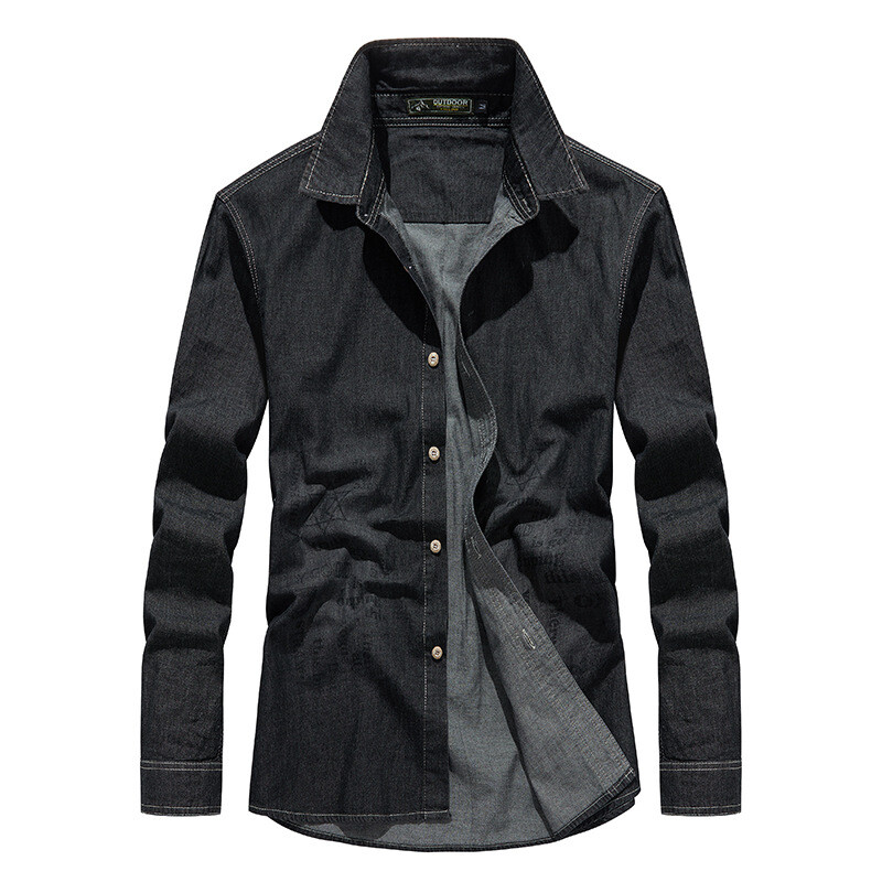 Muške retro ležerne traper košulje dugih rukava Visokokvalitetne muške pamučne plave traper košulje Nove proljetne muške modne traper košulje 5XL